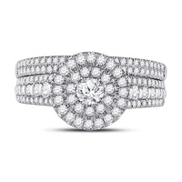 Load image into Gallery viewer, 10kt White Gold Round Diamond Bridal Wedding Ring Band Set 1 Cttw

