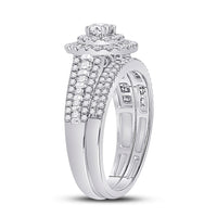 Load image into Gallery viewer, 10kt White Gold Round Diamond Bridal Wedding Ring Band Set 1 Cttw
