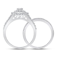 Load image into Gallery viewer, 10kt White Gold Round Diamond Bridal Wedding Ring Band Set 1 Cttw
