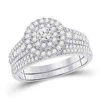 Load image into Gallery viewer, 10kt White Gold Round Diamond Bridal Wedding Ring Band Set 1 Cttw
