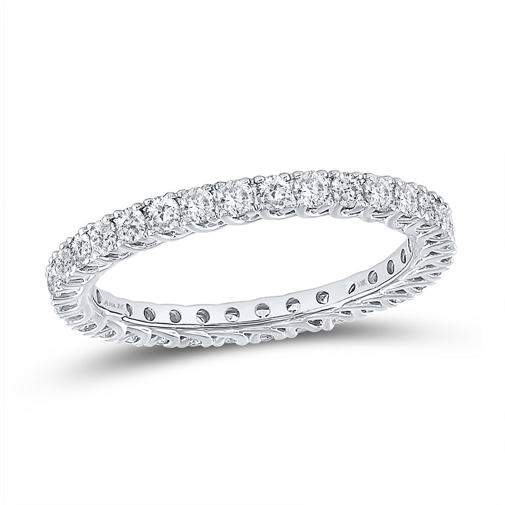 14kt White Gold Womens Round Diamond Eternity Wedding Band 1 Cttw