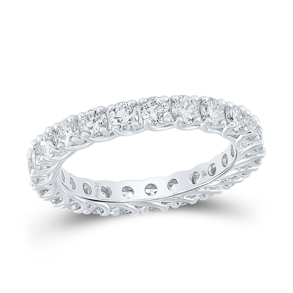 14kt White Gold Womens Round Diamond Eternity Wedding Band 2 Cttw