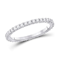 Load image into Gallery viewer, 14kt White Gold Womens Round Diamond Eternity Wedding Band 1/2 Cttw

