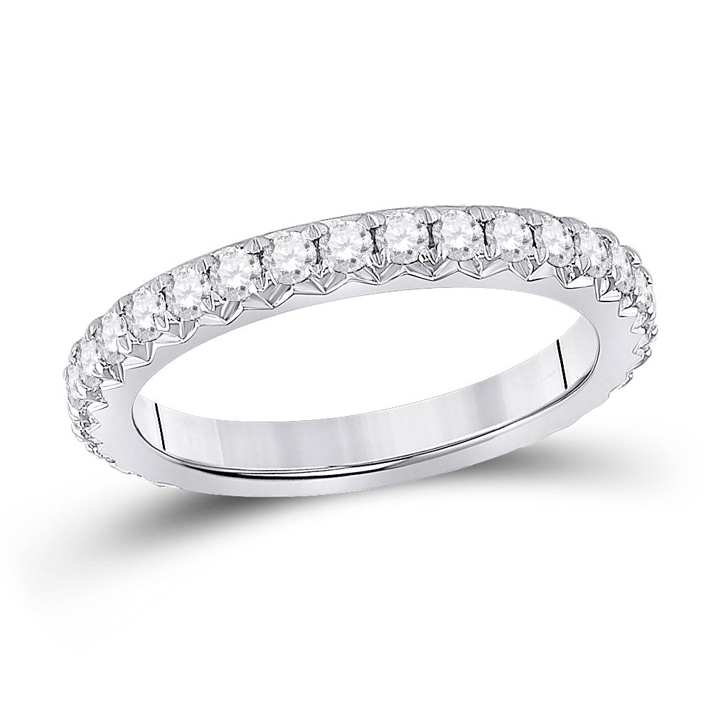 14kt White Gold Womens Round Diamond Eternity Wedding Band 1 Cttw