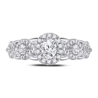 Load image into Gallery viewer, 14kt White Gold Oval Diamond Halo Bridal Wedding Engagement Ring 1 Cttw

