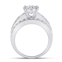 Load image into Gallery viewer, 14kt White Gold Round Diamond Halo Bridal Wedding Engagement Ring 2 Cttw
