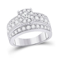 Load image into Gallery viewer, 14kt White Gold Round Diamond Halo Bridal Wedding Engagement Ring 2 Cttw
