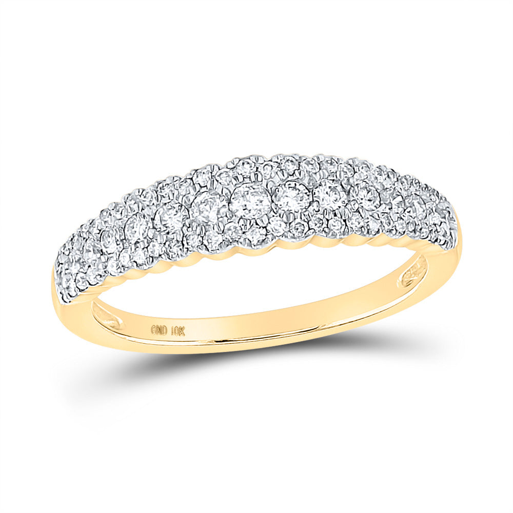 10kt Yellow Gold Womens Round Diamond Anniversary Ring 1/2 Cttw