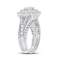 Load image into Gallery viewer, 14kt White Gold Round Diamond Bridal Wedding Ring Band Set 1-1/2 Cttw

