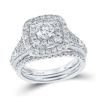 Load image into Gallery viewer, 14kt White Gold Round Diamond Bridal Wedding Ring Band Set 1-1/2 Cttw
