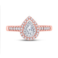Load image into Gallery viewer, 14kt Two-tone Gold Pear Diamond Halo Bridal Wedding Engagement Ring 1/2 Cttw
