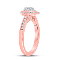 Load image into Gallery viewer, 14kt Two-tone Gold Pear Diamond Halo Bridal Wedding Engagement Ring 1/2 Cttw
