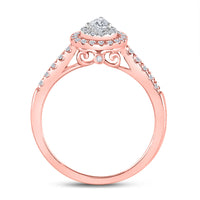 Load image into Gallery viewer, 14kt Two-tone Gold Pear Diamond Halo Bridal Wedding Engagement Ring 1/2 Cttw
