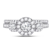 Load image into Gallery viewer, 14kt White Gold Round Diamond Bridal Wedding Ring Band Set 1 Cttw
