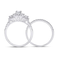 Load image into Gallery viewer, 14kt White Gold Round Diamond Bridal Wedding Ring Band Set 1 Cttw
