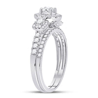 Load image into Gallery viewer, 14kt White Gold Round Diamond Bridal Wedding Ring Band Set 1 Cttw
