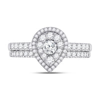 Load image into Gallery viewer, 14kt White Gold Round Diamond Bridal Wedding Ring Band Set 3/4 Cttw
