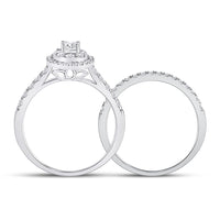 Load image into Gallery viewer, 14kt White Gold Round Diamond Bridal Wedding Ring Band Set 3/4 Cttw
