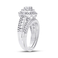 Load image into Gallery viewer, 14kt White Gold Round Diamond Bridal Wedding Ring Band Set 1 Cttw
