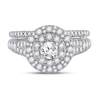 Load image into Gallery viewer, 14kt White Gold Round Diamond Bridal Wedding Ring Band Set 1 Cttw
