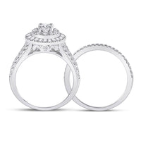 Load image into Gallery viewer, 14kt White Gold Round Diamond Bridal Wedding Ring Band Set 1 Cttw
