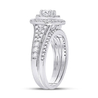 Load image into Gallery viewer, 14kt White Gold Round Diamond Bridal Wedding Ring Band Set 1 Cttw
