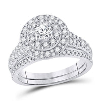 Load image into Gallery viewer, 14kt White Gold Round Diamond Bridal Wedding Ring Band Set 1 Cttw
