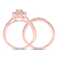 Load image into Gallery viewer, 14kt Rose Gold Round Diamond Bridal Wedding Ring Band Set 1 Cttw
