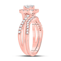 Load image into Gallery viewer, 14kt Rose Gold Round Diamond Bridal Wedding Ring Band Set 1 Cttw
