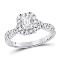 Load image into Gallery viewer, 14kt White Gold Emerald Diamond Solitaire Bridal Wedding Engagement Ring 1 Cttw
