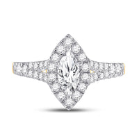 Load image into Gallery viewer, 14kt Yellow Gold Marquise Diamond Halo Bridal Wedding Engagement Ring 1-1/4 Cttw
