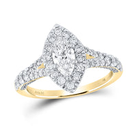 Load image into Gallery viewer, 14kt Yellow Gold Marquise Diamond Halo Bridal Wedding Engagement Ring 1-1/4 Cttw
