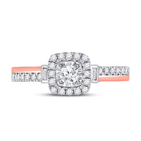 Load image into Gallery viewer, 10kt Two-tone Gold Round Diamond Halo Bridal Wedding Engagement Ring 1/2 Cttw
