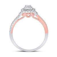 Load image into Gallery viewer, 10kt Two-tone Gold Round Diamond Halo Bridal Wedding Engagement Ring 1/2 Cttw
