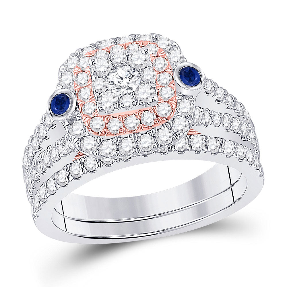 10kt Two-tone Gold Round Diamond Bridal Wedding Ring Band Set 1-1/2 Cttw