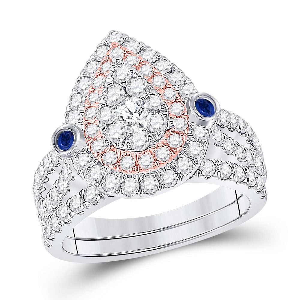 10kt Two-tone Gold Round Diamond Bridal Wedding Ring Band Set 1-1/2 Cttw