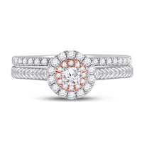 Load image into Gallery viewer, 10kt Two-tone Gold Round Diamond Bridal Wedding Ring Band Set 1/2 Cttw

