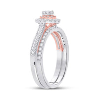 Load image into Gallery viewer, 10kt Two-tone Gold Round Diamond Bridal Wedding Ring Band Set 1/2 Cttw
