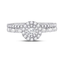Load image into Gallery viewer, 10kt Two-tone Gold Round Diamond Bridal Wedding Ring Band Set 1/2 Cttw
