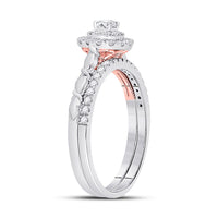 Load image into Gallery viewer, 10kt Two-tone Gold Round Diamond Bridal Wedding Ring Band Set 1/2 Cttw
