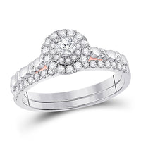 Load image into Gallery viewer, 10kt Two-tone Gold Round Diamond Bridal Wedding Ring Band Set 1/2 Cttw
