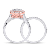 Load image into Gallery viewer, 14kt Two-tone Gold Princess Diamond Bridal Wedding Ring Band Set 2 Cttw

