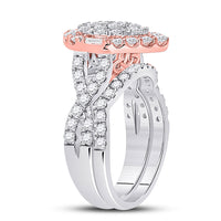 Load image into Gallery viewer, 14kt Two-tone Gold Princess Diamond Bridal Wedding Ring Band Set 2 Cttw
