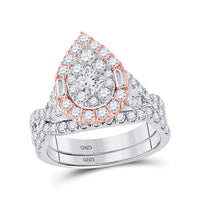 Load image into Gallery viewer, 14kt Two-tone Gold Princess Diamond Bridal Wedding Ring Band Set 2 Cttw
