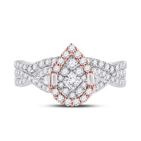 Load image into Gallery viewer, 14kt Two-tone Gold Princess Diamond Bridal Wedding Ring Band Set 1 Cttw
