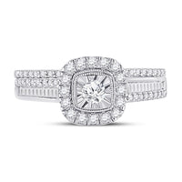 Load image into Gallery viewer, 10kt White Gold Round Diamond Bridal Wedding Ring Band Set 5/8 Cttw
