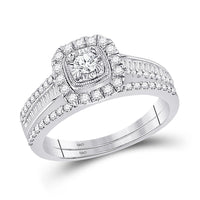 Load image into Gallery viewer, 10kt White Gold Round Diamond Bridal Wedding Ring Band Set 5/8 Cttw
