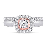 Load image into Gallery viewer, 10kt Two-tone Gold Round Diamond Bridal Wedding Ring Band Set 1/2 Cttw
