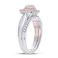 Load image into Gallery viewer, 10kt Two-tone Gold Round Diamond Bridal Wedding Ring Band Set 1/2 Cttw
