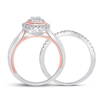 Load image into Gallery viewer, 10kt Two-tone Gold Round Diamond Bridal Wedding Ring Band Set 1/2 Cttw
